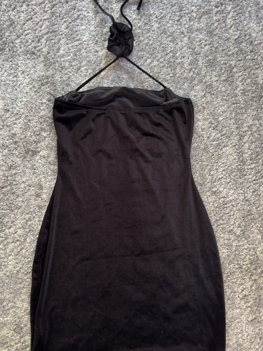 Strapless Black Mini Dress with Rosette Halter - Picture 6 of 7